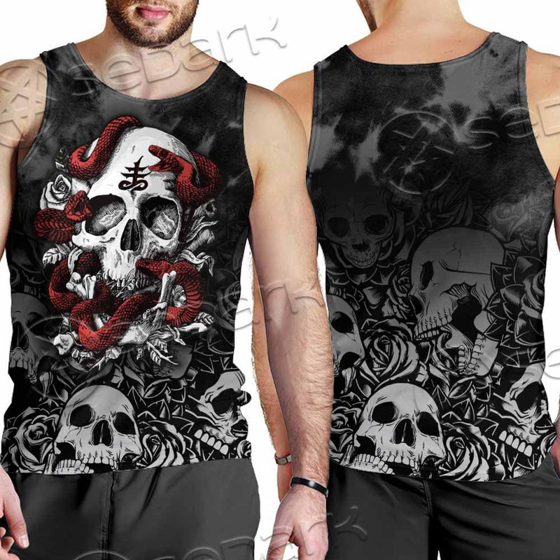 Skull Rose Snake Brimstone SED-0850 Men Tank-tops