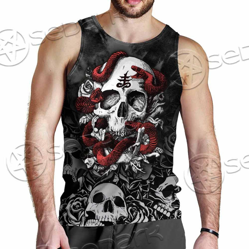Skull Rose Snake Brimstone SED-0850 Men Tank-tops