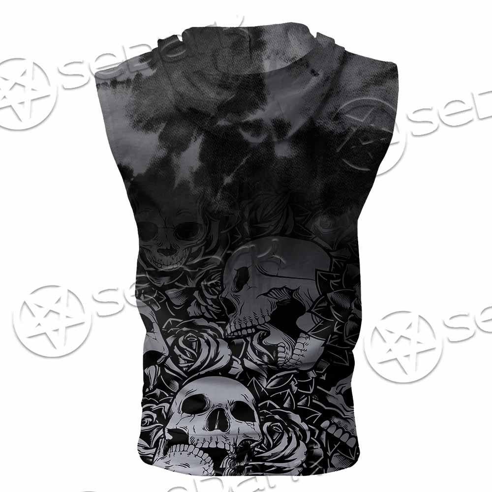 Skull Rose Snake Brimstone SED-0850 Zip Sleeveless Hoodie