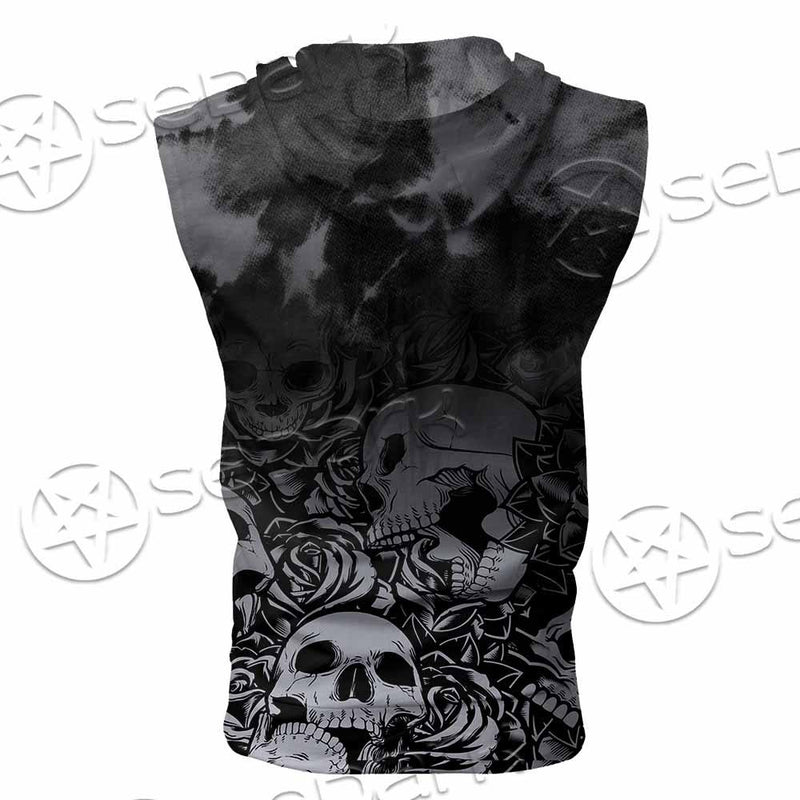 Skull Rose Snake Brimstone SED-0850 Zip Sleeveless Hoodie
