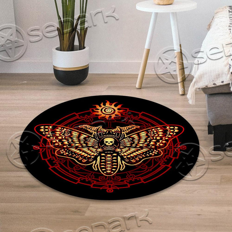 Goth Death Moth Red SED-0855 Round Carpet