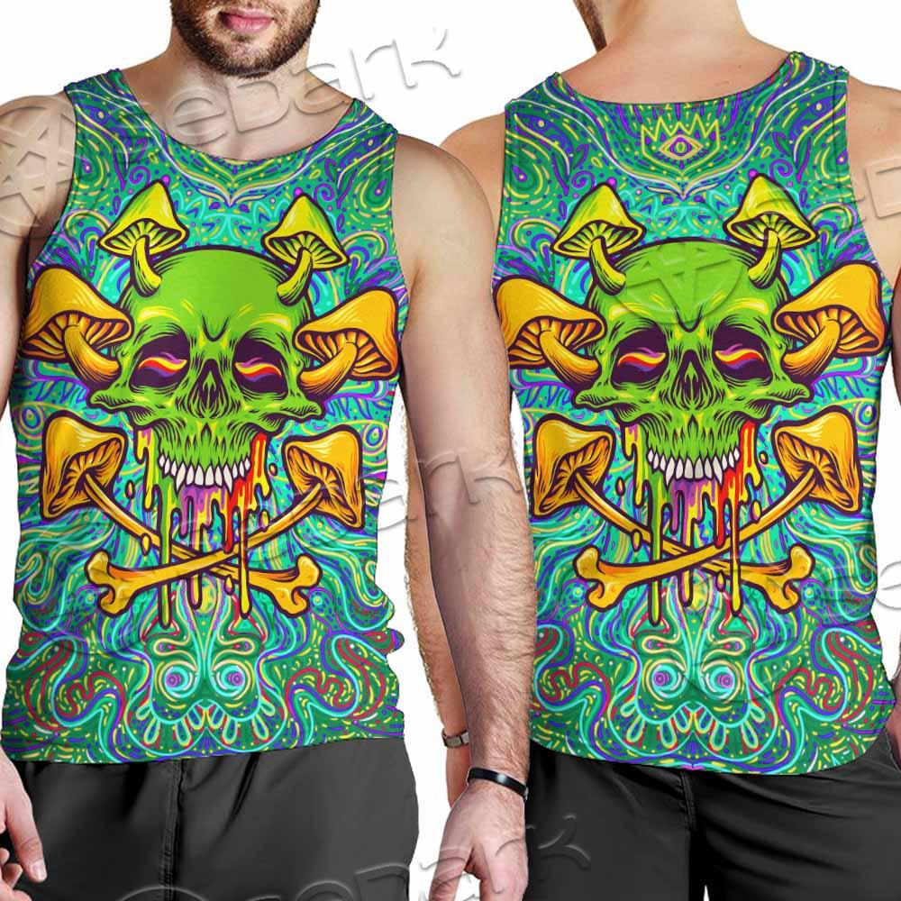 Sugar Skull Magic Mushrooms Psychedelic 1 SED-0867 Men Tank-tops