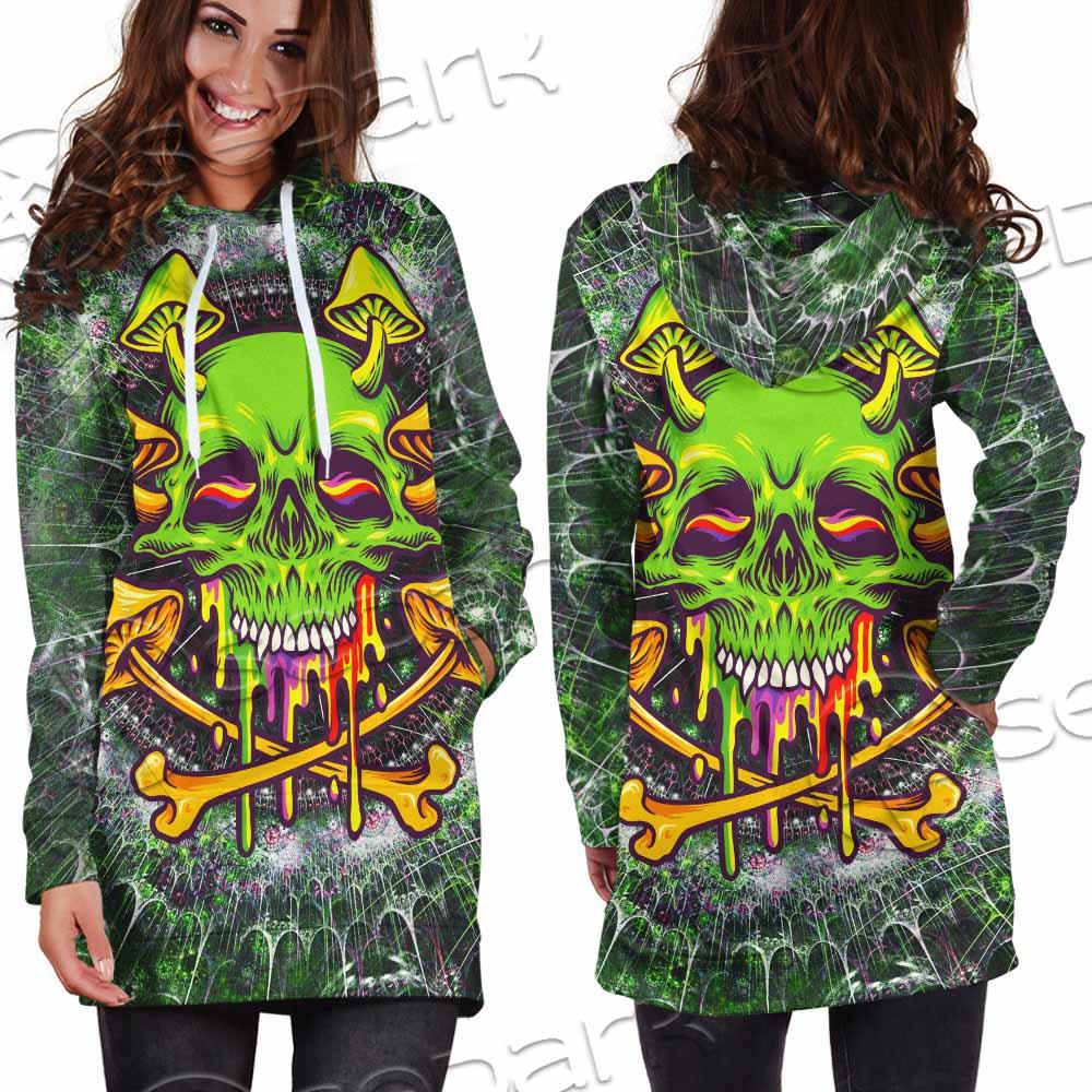 Sugar Skull Magic Mushrooms Psychedelic 2 SED-0868 Hoodie Dress