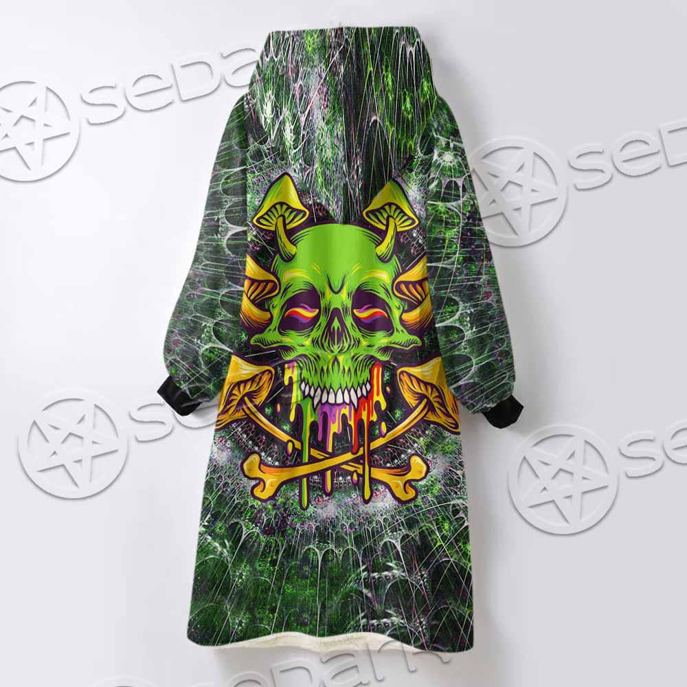 Sugar Skull Magic Mushrooms Psychedelic 2 SED-0868 Oversized Sherpa Blanket Hoodie