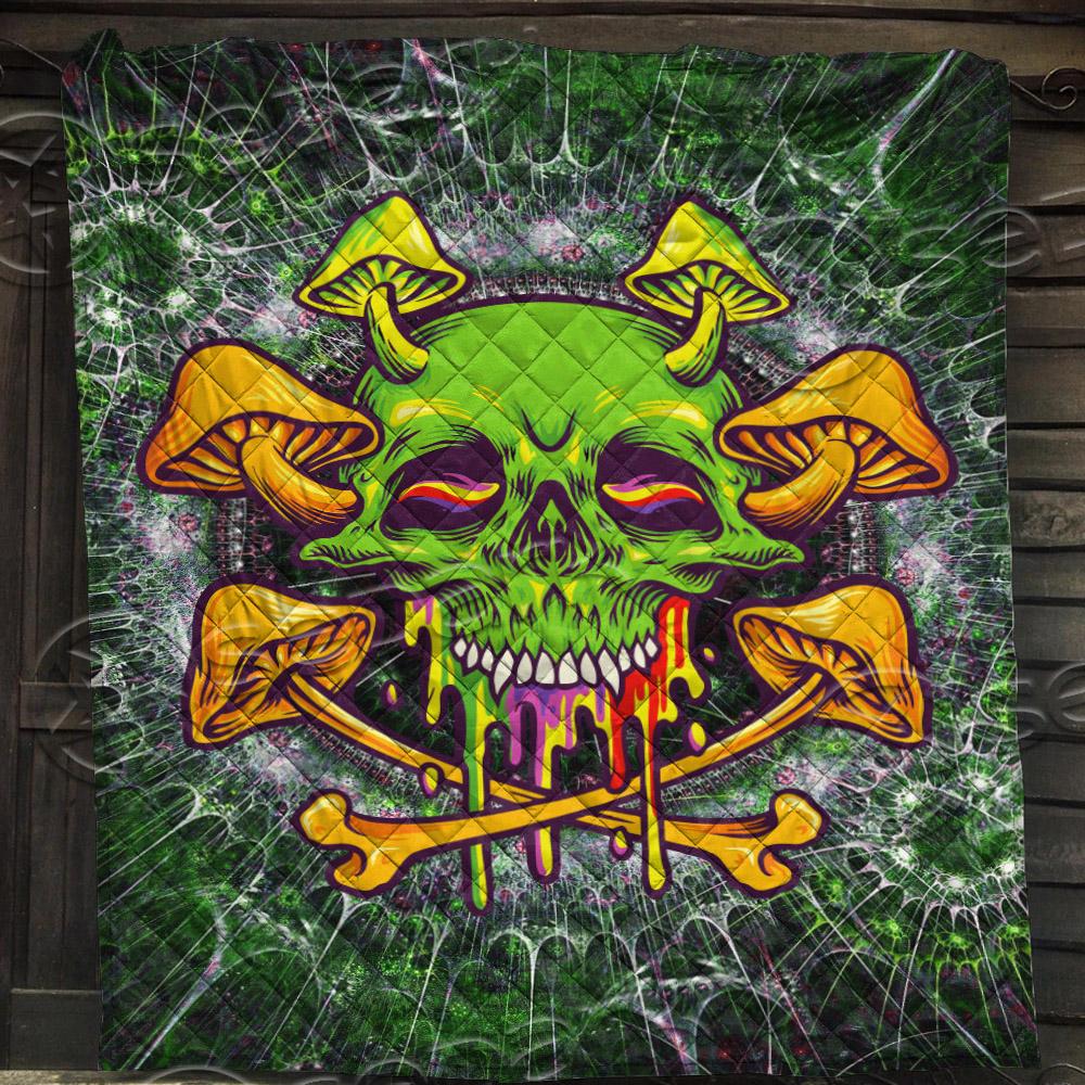 Sugar Skull Magic Mushrooms Psychedelic 1 SED-0874 Quilt