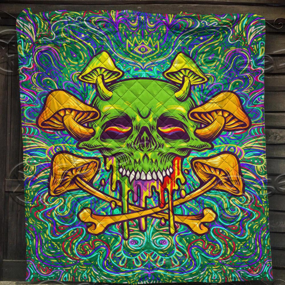 Sugar Skull Magic Mushrooms Psychedelic 2 SED-0875 Quilt