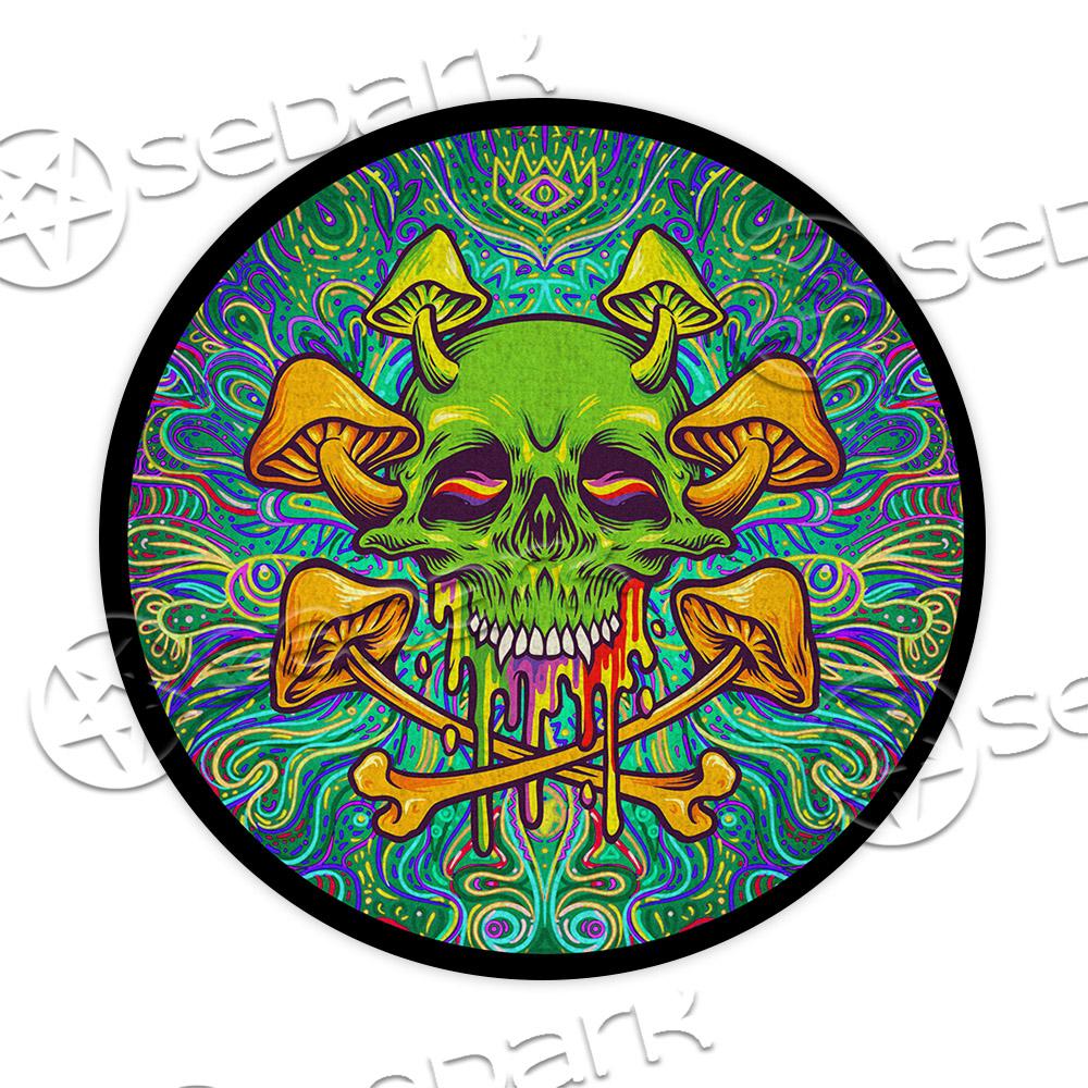 Sugar Skull Magic Mushrooms Psychedelic 1 SED-0896 Round Carpet