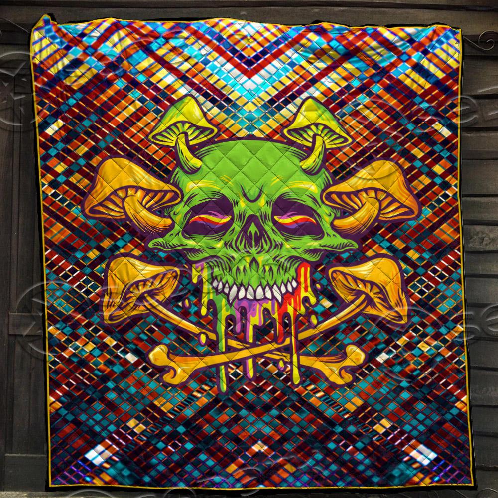 Sugar Skull Magic Mushrooms Psychedelic SED-0908 Quilt