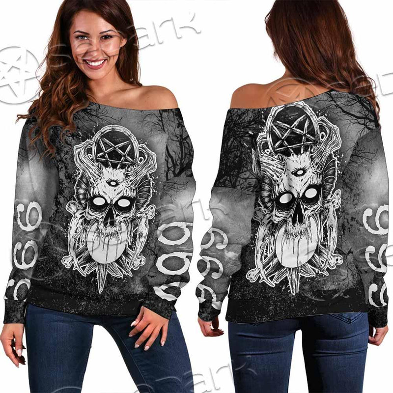 Skull Crossbones 666 SED-0912 Off Shoulder Sweaters