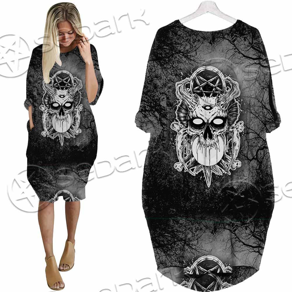 Skull Crossbones 666 SED-0912 Batwing Pocket Dress
