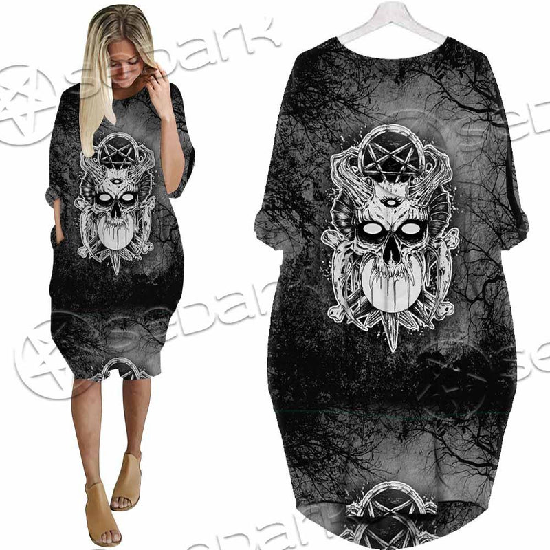 Skull Crossbones 666 SED-0912 Batwing Pocket Dress