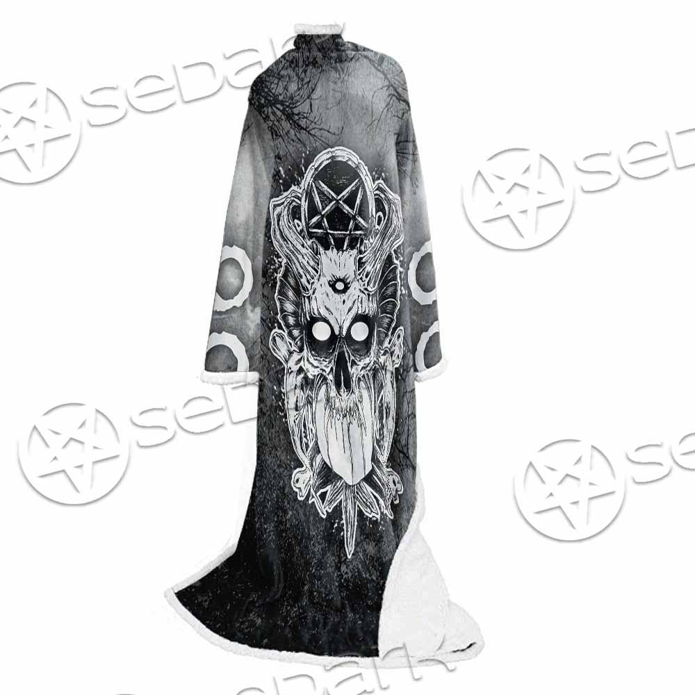 Skull Crossbones 666 SED-0912 Sleeved Blanket