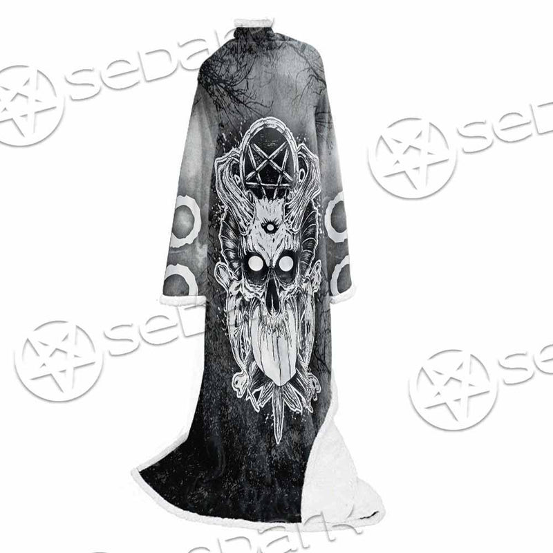 Skull Crossbones 666 SED-0912 Sleeved Blanket
