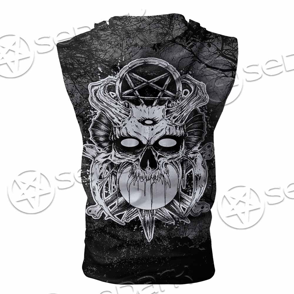 Skull Crossbones 666 SED-0912 Zip Sleeveless Hoodie