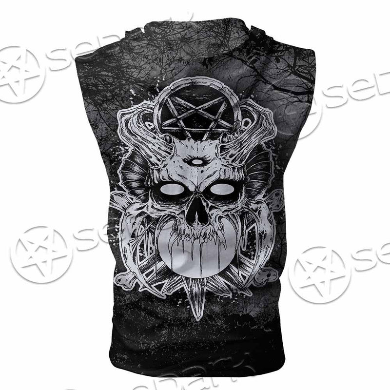 Skull Crossbones 666 SED-0912 Zip Sleeveless Hoodie