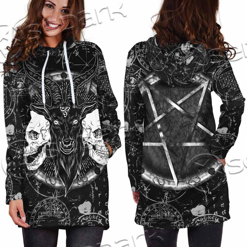 Skull Goat Head 666 SED-0974 Hoodie Dress