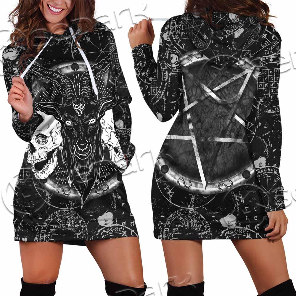 Skull Goat Head 666 SED-0974 Hoodie Dress