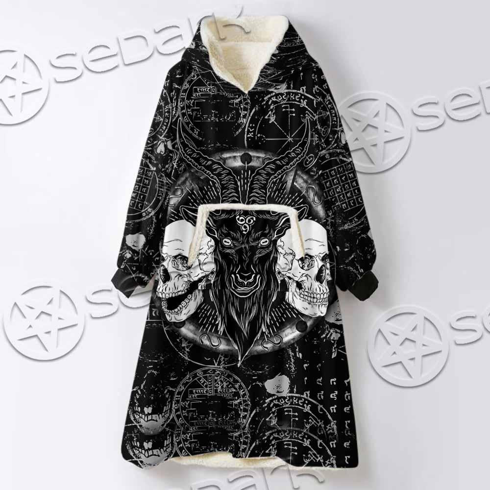 Skull Goat Head 666 SED-0974 Oversized Sherpa Blanket Hoodie