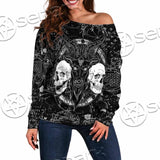 Skull Goat Head 666 SED-0974 Off Shoulder Sweaters