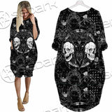 Skull Goat Head 666 SED-0974 Batwing Pocket Dress