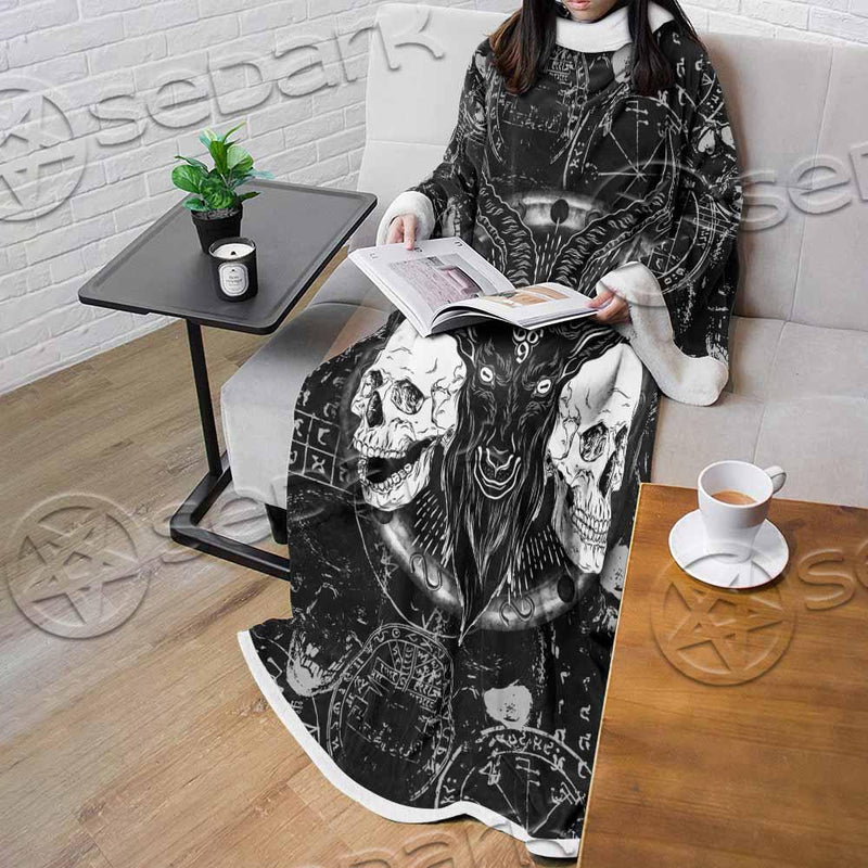 Skull Goat Head 666 SED-0974 Sleeved Blanket