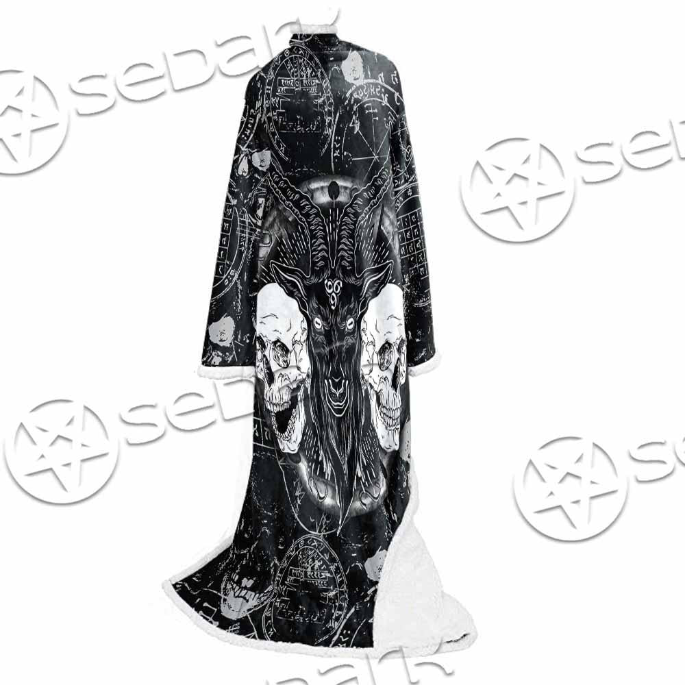 Skull Goat Head 666 SED-0974 Sleeved Blanket