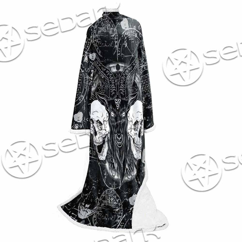 Skull Goat Head 666 SED-0974 Sleeved Blanket