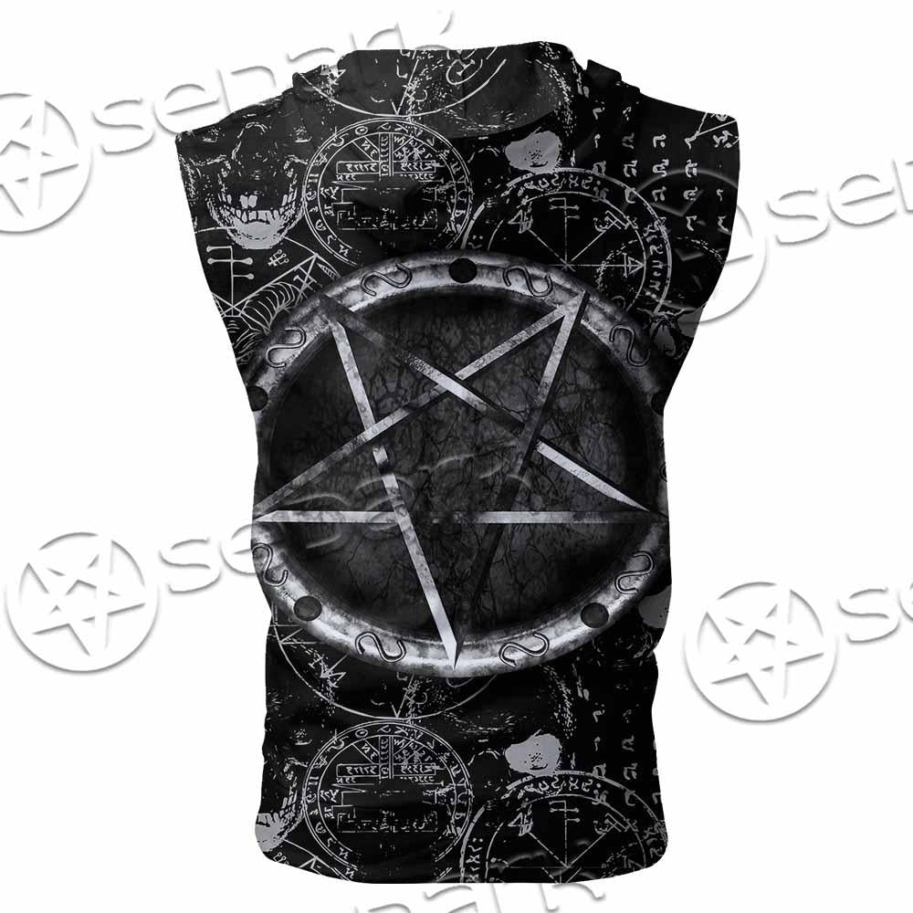 Skull Goat Head 666 SED-0974 Zip Sleeveless Hoodie