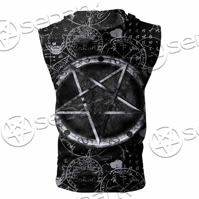 Skull Goat Head 666 SED-0974 Zip Sleeveless Hoodie