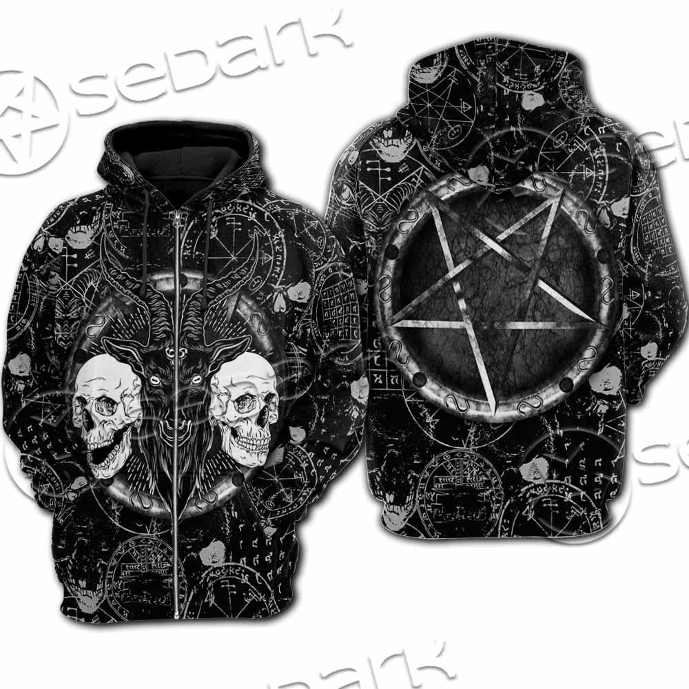 Skull Goat Head 666 SED-0974 Hoodie & Zip Hoodie Raglan