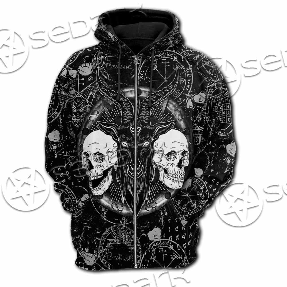 Skull Goat Head 666 SED-0974 Hoodie & Zip Hoodie Raglan
