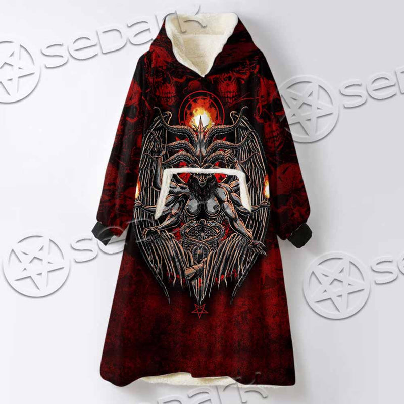 Skulls Baphomet SED-0975 Oversized Sherpa Blanket Hoodie