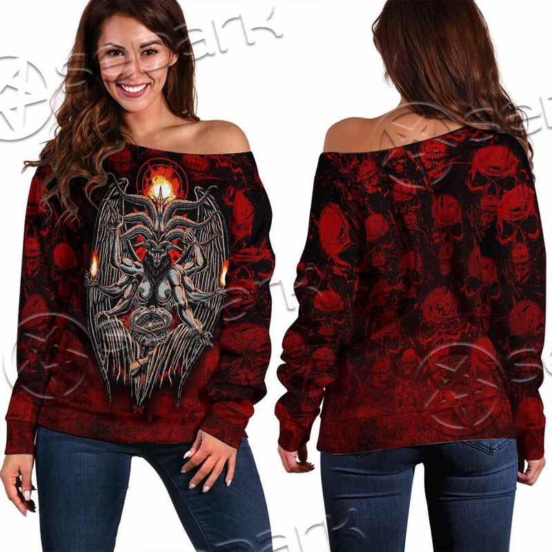 Skulls Baphomet SED-0975 Off Shoulder Sweaters