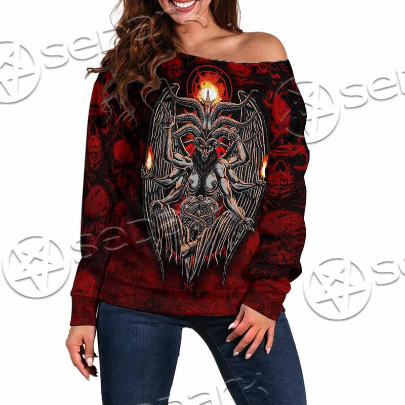 Skulls Baphomet SED-0975 Off Shoulder Sweaters