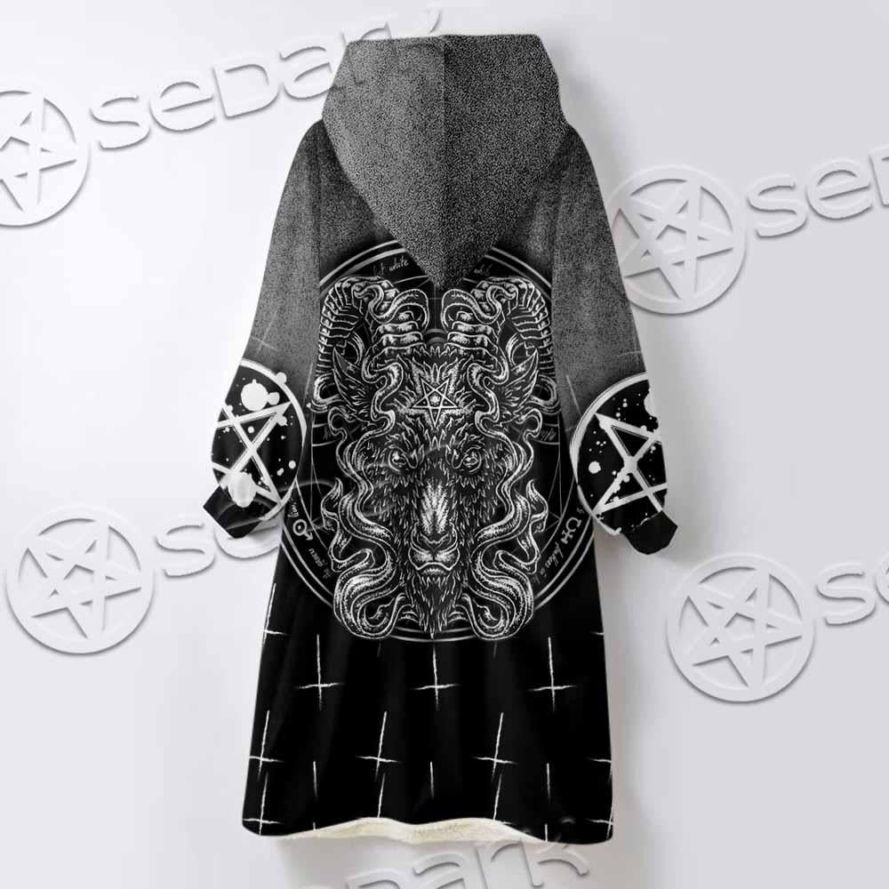 Goat Head Inverted Cross SED-0977 Oversized Sherpa Blanket Hoodie