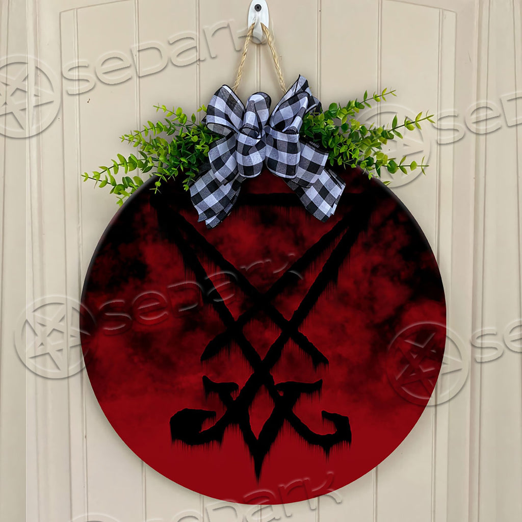 Baphomet lucifer Round Wooden Sign