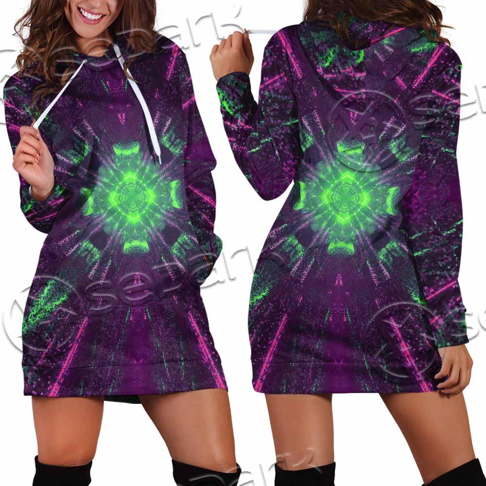 Futuristic Science-Fiction Abstract SED-0996 Hoodie Dress