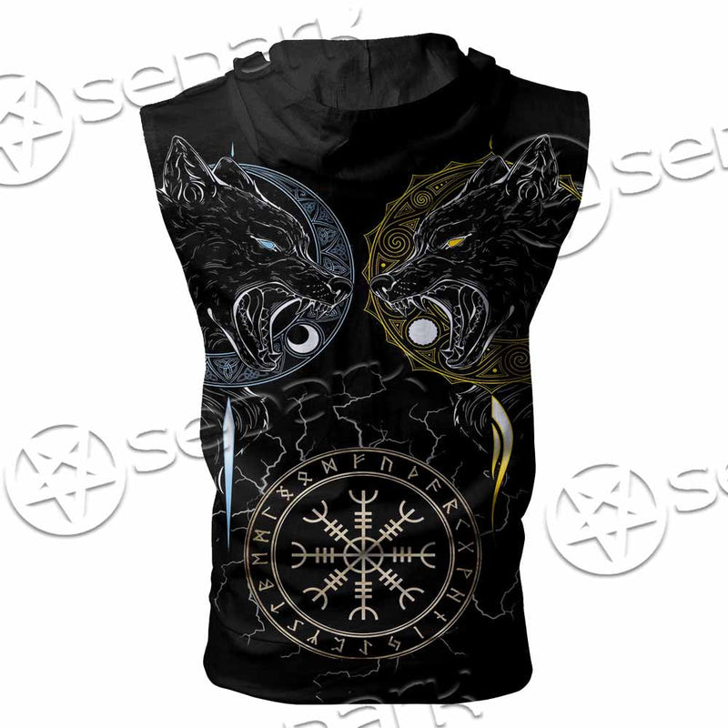 Sköll And Hati Norse Wolves SED-1017 Zip Sleeveless Hoodie
