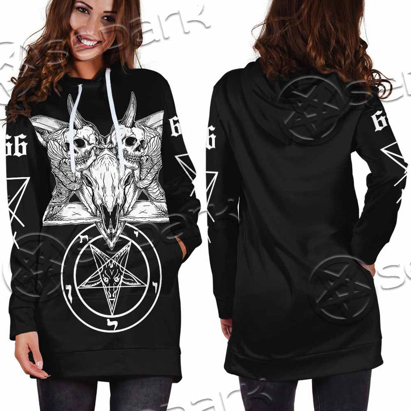 Skull Baphomet Satanism SED-1080 Hoodie Dress
