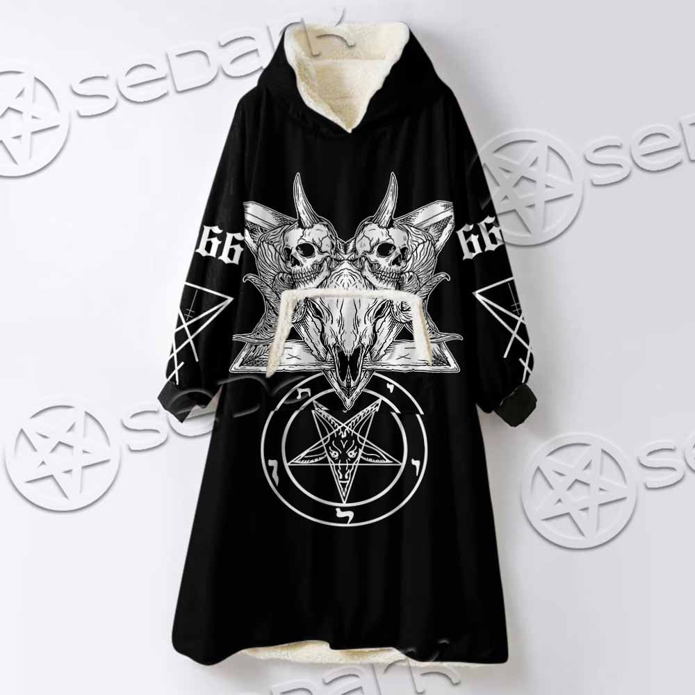 Skull Baphomet Satanism SED-1080 Oversized Sherpa Blanket Hoodie