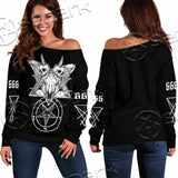 Skull Baphomet Satanism SED-1080 Off Shoulder Sweaters