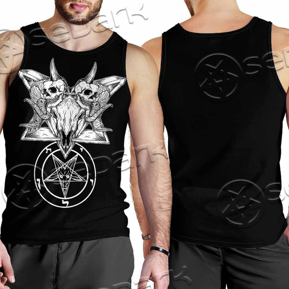Skull Baphomet Satanism SED-1080 Men Tank-tops