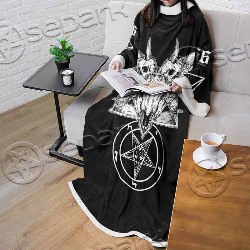 Skull Baphomet Satanism SED-1080 Sleeved Blanket