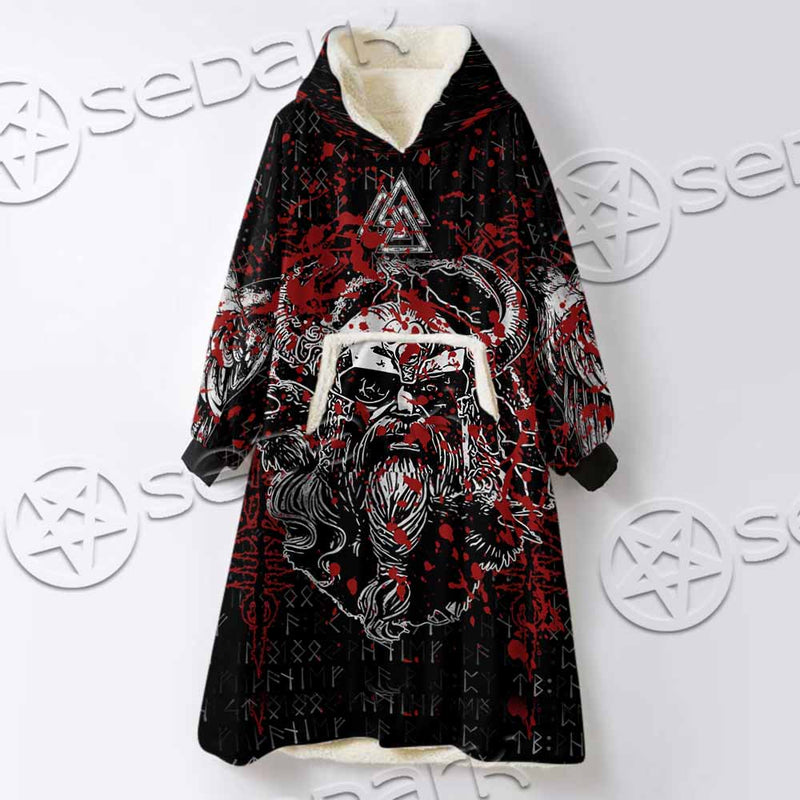 Viking Odin Norse Valhalla SED-1103 Oversized Sherpa Blanket Hoodie