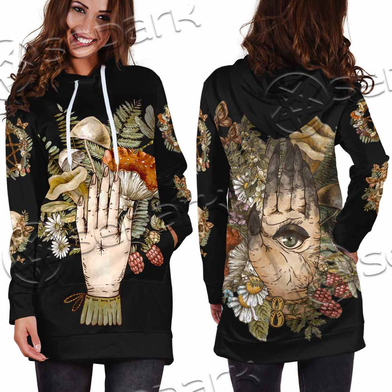 Green Witch Hand With All Seeing Eye SED-1113 Hoodie Dress
