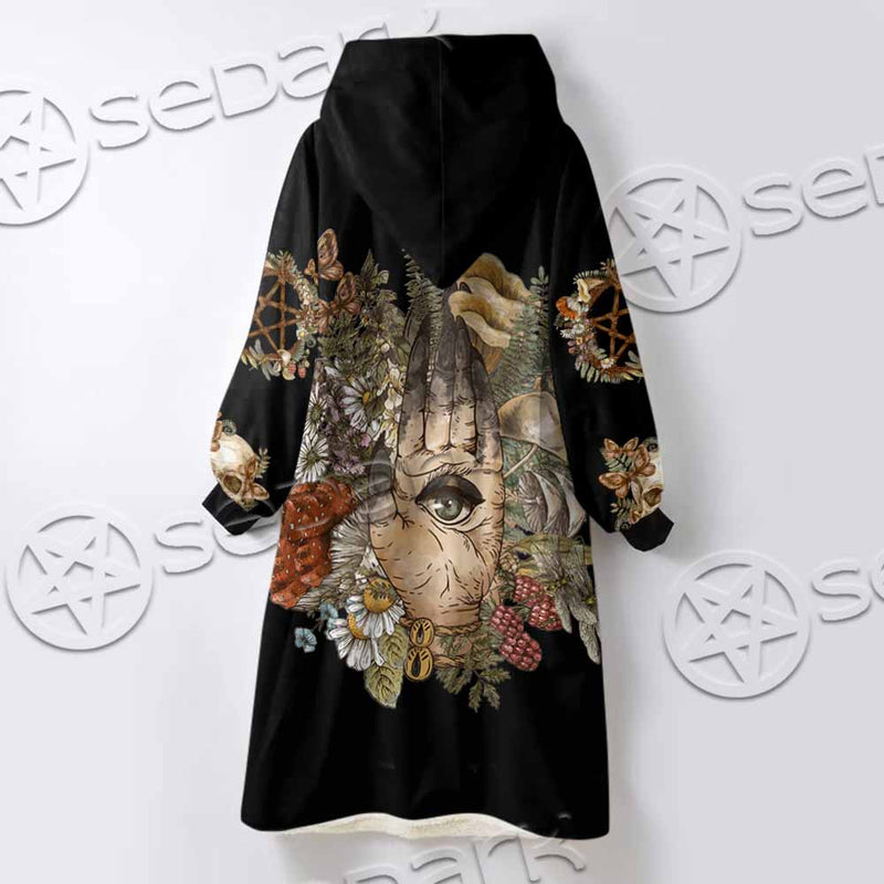 Green Witch Hand With All Seeing Eye SED-1113 Oversized Sherpa Blanket Hoodie