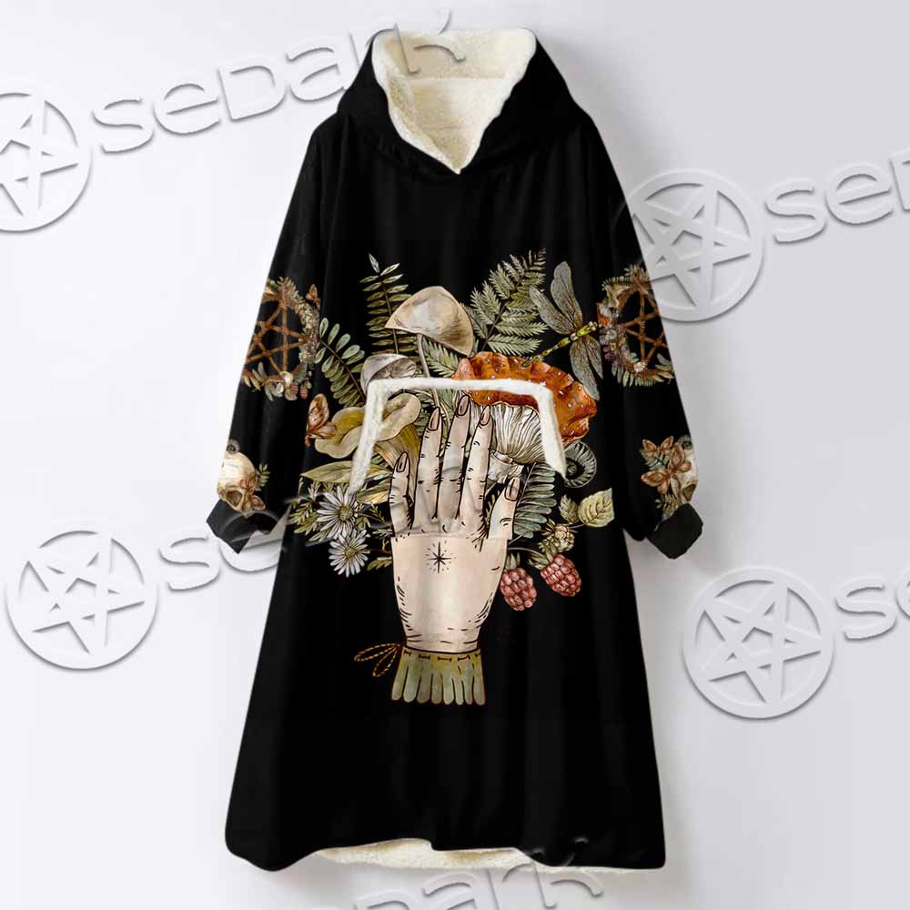 Green Witch Hand With All Seeing Eye SED-1113 Oversized Sherpa Blanket Hoodie