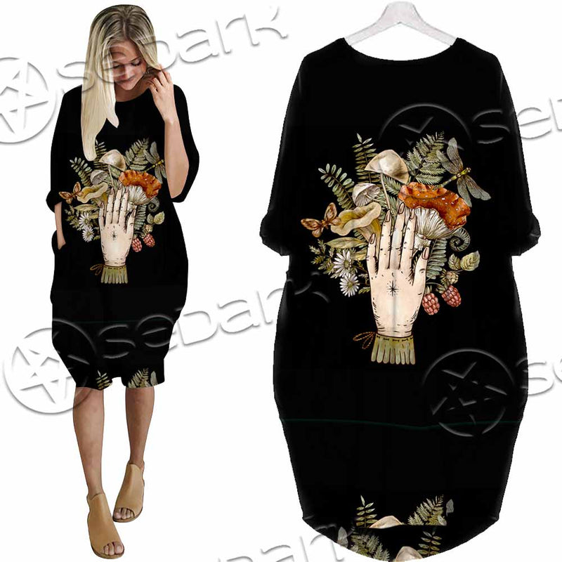 Green Witch Hand With All Seeing Eye SED-1113 Batwing Pocket Dress