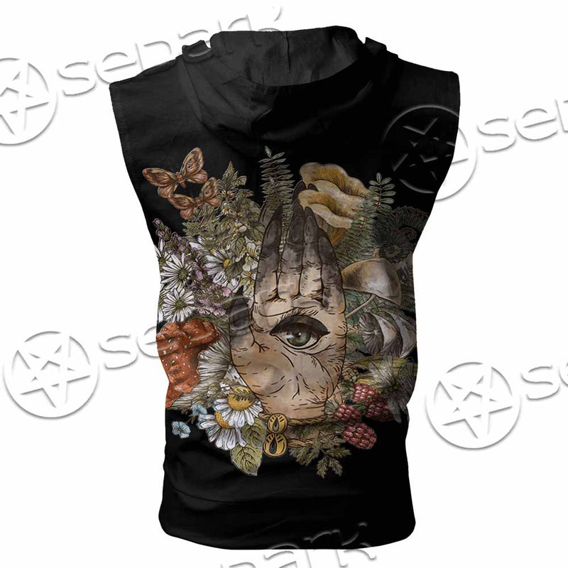 Green Witch Hand With All Seeing Eye SED-1113 Zip Sleeveless Hoodie
