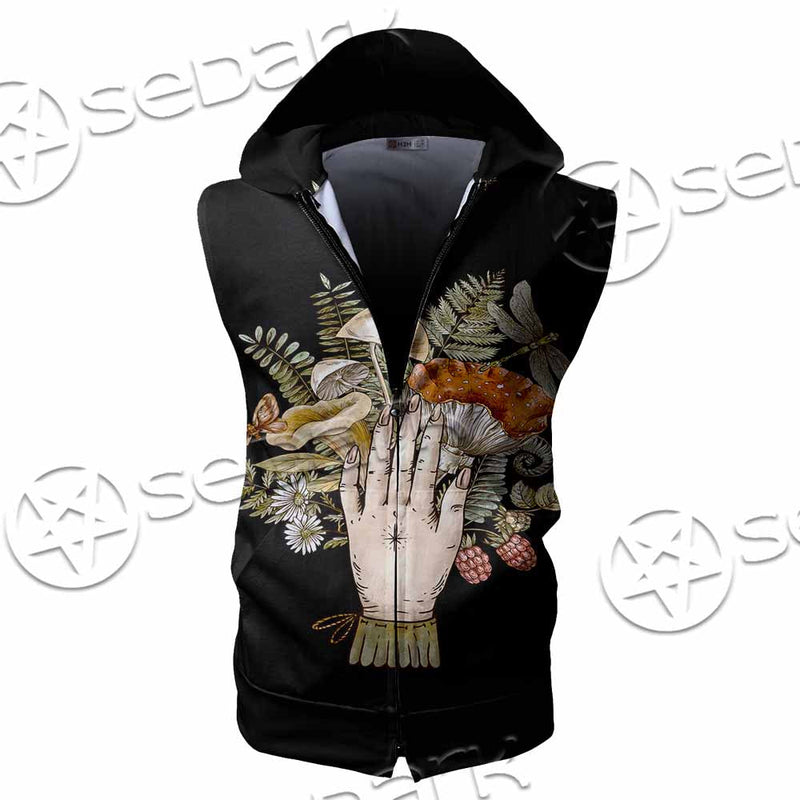 Green Witch Hand With All Seeing Eye SED-1113 Zip Sleeveless Hoodie
